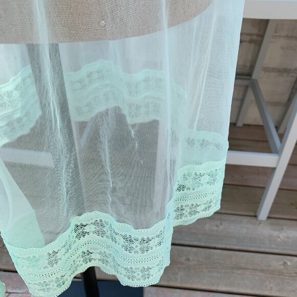 Vintage 1960s Movie Star Mint Chiffon Babydoll Peignoir Robe Short Dressing Gown - Picture 16 of 16